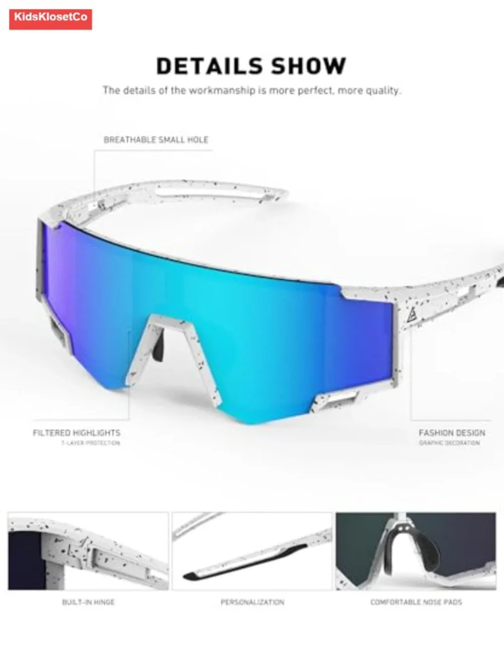 Kids Sports Sunglasses UV400 Protection 3 Pack Wrap Around Lightweight Flexible